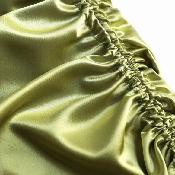 Satin Ruched Cowl Neck Mini Dress - Picture 2 of 6